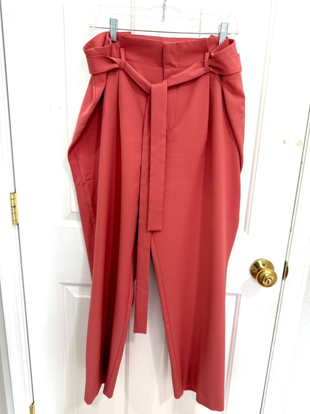 Liz Claiborne Coral-Rose Wide Leg Paperbag Pants with Tie